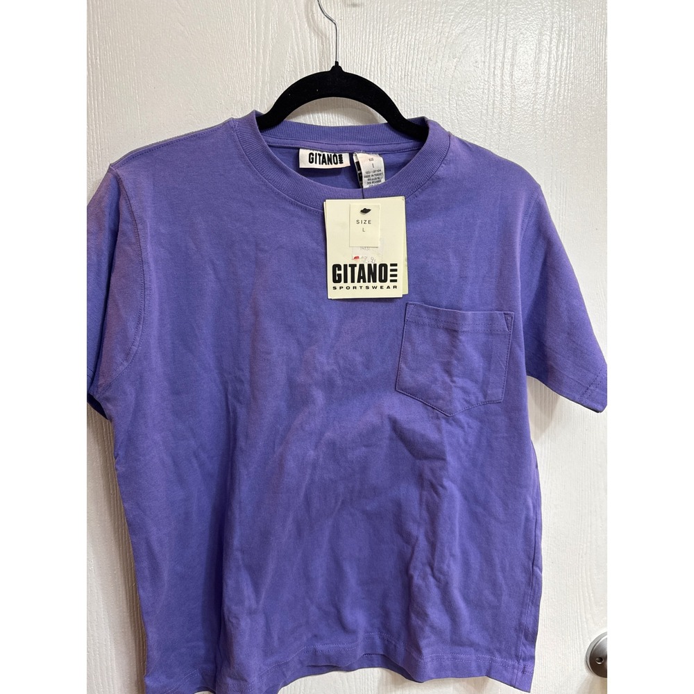 Vintage Gitano Sportswear Purple Pocket T-Shirt Mens Large NWT 90s Cotton Tee